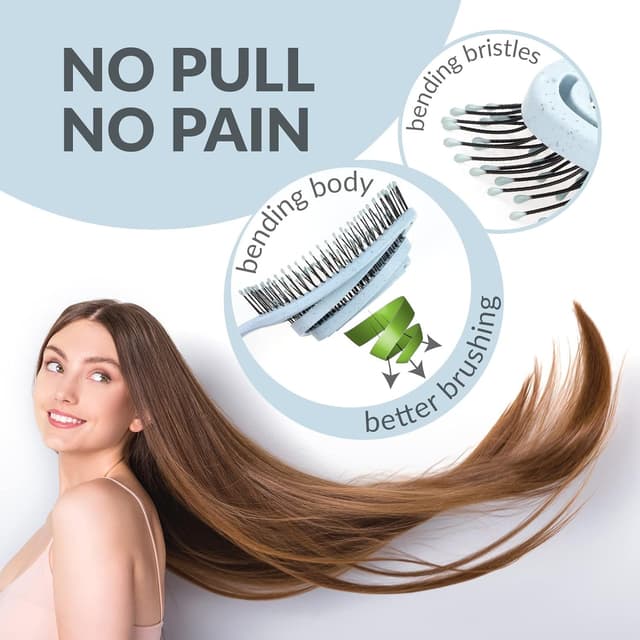 Detalle de marQus Bio Haarbürste ohne Ziepen mit Doppelspiralfeder & mehr Borsten (Arctic Blau) – Entwirrbürste für jeden Haartyp