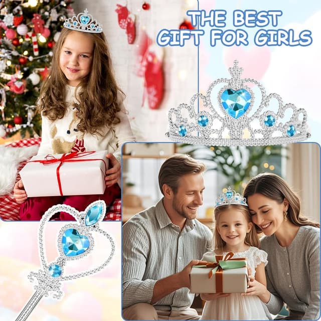 Thumbnail 6 de Aolso Elsa Dress Up Accessories Set (6 pcs) – tiara crown and magic wand princess props for girls