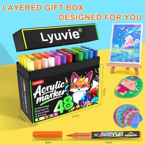 Thumbnail 6 de Lyuvie set de rotuladores acrílicos con pincel a base de agua (48 colores)