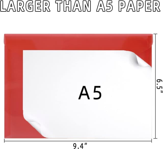 Detalle de GoodtoU A5 Plastic Wallets with Popper (30 Pack, Assorted Colours) – clear folders for school and office