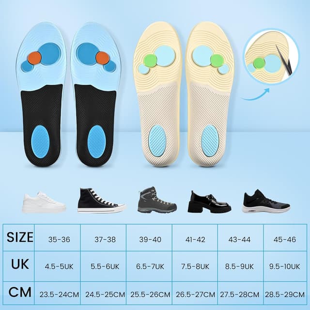 Thumbnail 6 de UFYVPKS Arch Support Insoles (5D) for Fallen Arches, Overpronation & Foot Pain, White, 270mm (UK7.5-8)