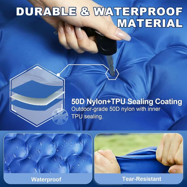 Detalle de JATEKA Materassino Campeggio Singolo Gonfiabile Extra Largo 83 cm con cuscino integrato