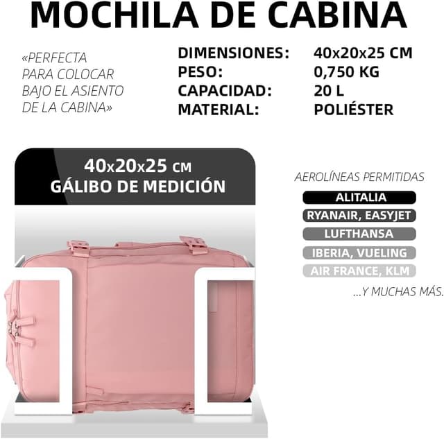 Thumbnail 2 de RAYKONG Mochila Cabina Ryanair 40x20x25cm 20L