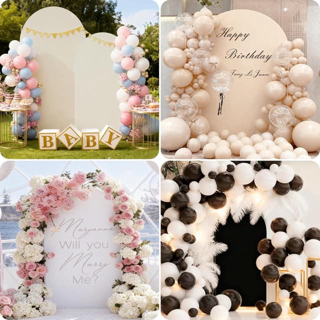 Thumbnail 6 de Copertura per arco nuziale per sfondo e telaio ad arco (Beige, 6–6.6–7.2FT)