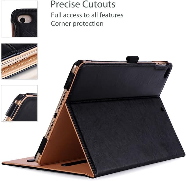 Detalle 2 de ProCase iPad 9.7-inch Leather Folio Case (Black) for iPad 6th/5th Gen, iPad Air 1 & Air 2