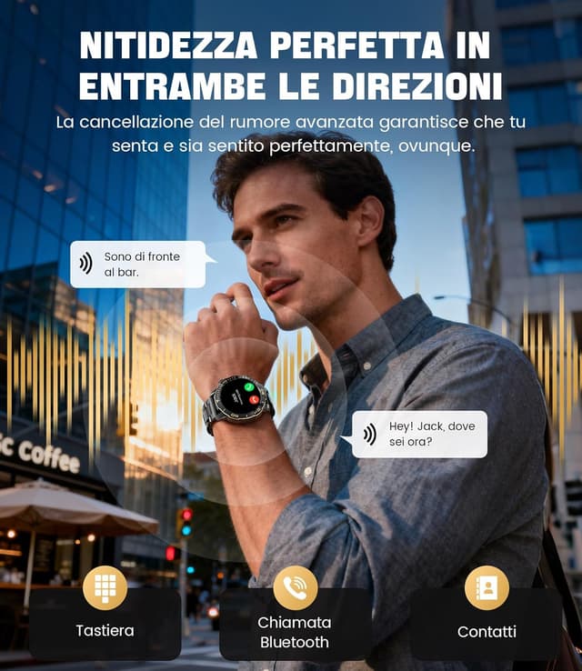 Detalle de DREMAC Smartwatch Uomo Lusso: alluminio robusto, display AMOLED 1,43" e tracker sportivo/ salute