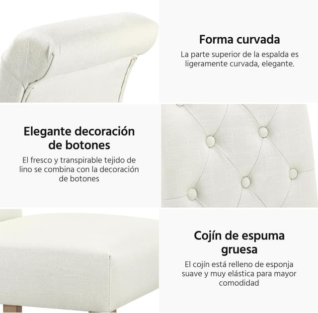 Thumbnail 5 de Yaheetech Sillas comedor 4 piezas beige