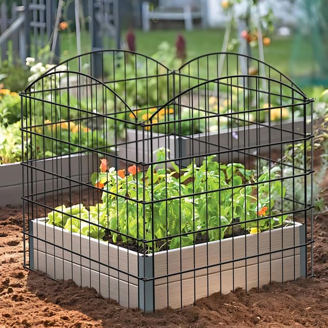 Detalle de Thealyn Decorative Garden Fence (81cm H x 71cm W) – 5-panel outdoor rustproof metal dog fence, 3.5m total length