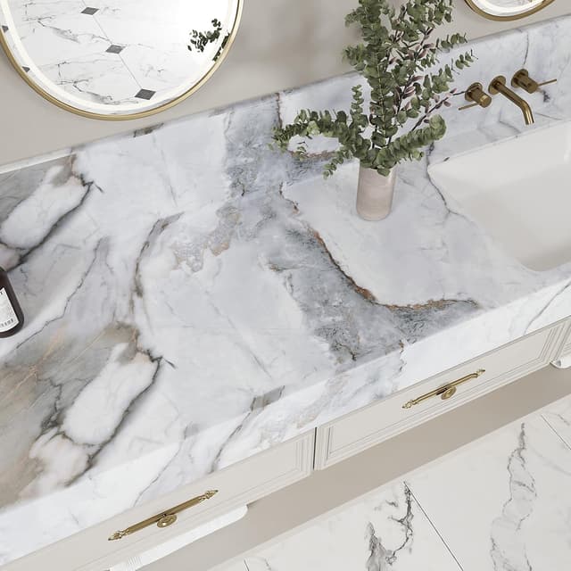 Thumbnail 2 de VEELIKE Matte Slate White Marble Wallpaper 40cm×300cm 📐