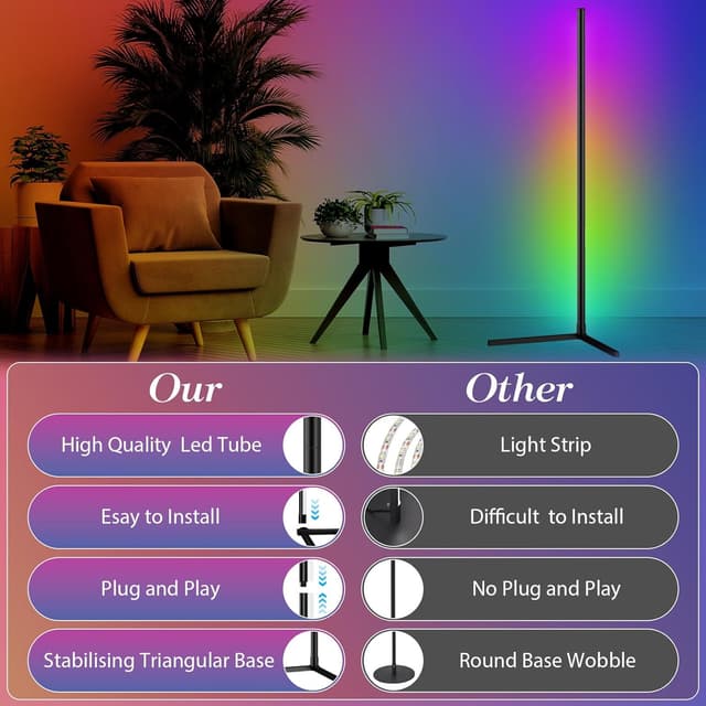 Thumbnail 5 de Corner Floor Lamp 165cm Smart RGB LED