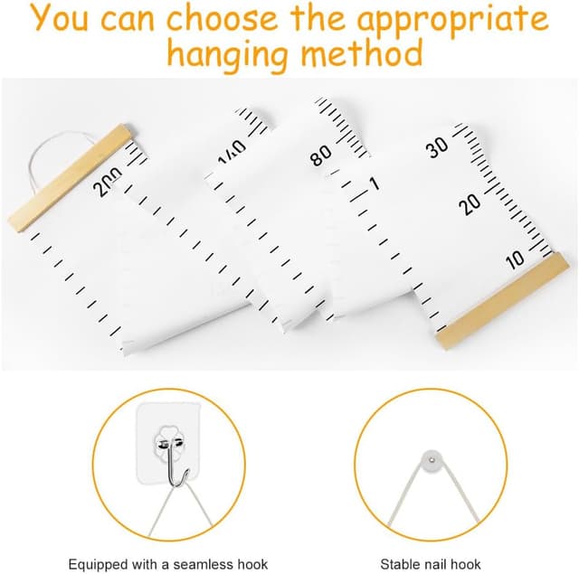 Detalle 2 de Aolso Metro Altezza Bambini da parete con grafico crescita e decorazione rimovibile (bianco)