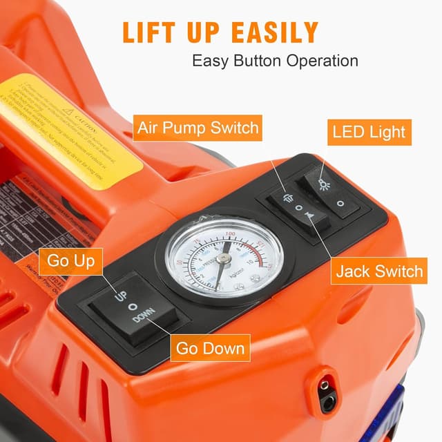 Detalle de Victool Elektrischer hydraulischer Wagenheber 5T (12V) – für SUV, Limousinen & Co., Hub 15–45 cm