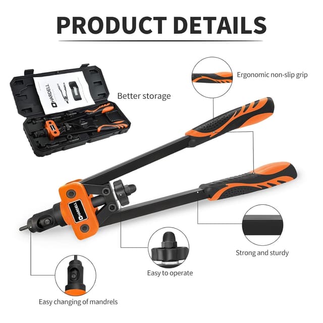 Detalle 2 de HARDELL Rivet Nut Pliers 14" with 150 rivet nuts 🛠