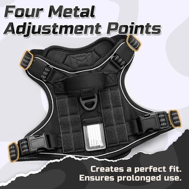 Detalle de rabbitgoo Hundegeschirr für große Hunde (L, Schwarz) – anti Zug, verstellbar mit Metallschnallen