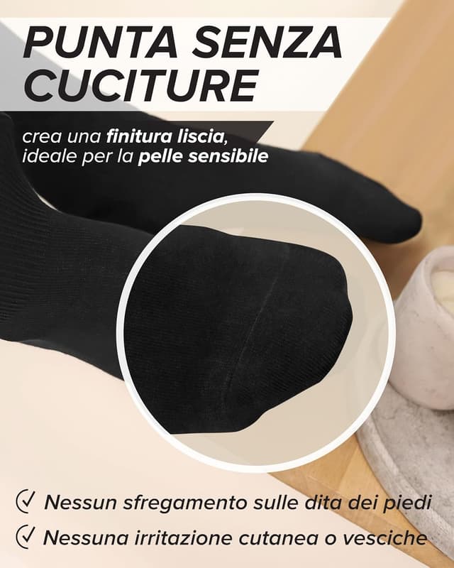 Detalle de vitsocks Calzini per Diabetici Extra Larghi senza Elastico da Uomo (3 paia) in cotone morbido