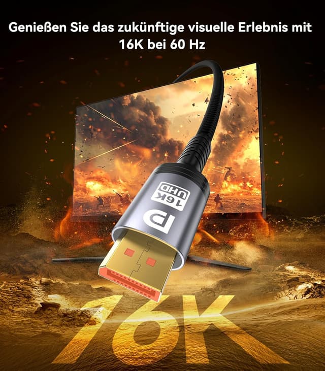 Detalle de Sniokco DisplayPort Kabel 2.1 1,5 m