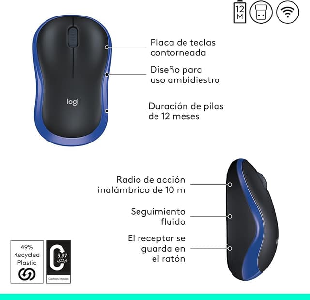 Thumbnail 6 de Logitech M185 ratón inalámbrico 1000 dpi
