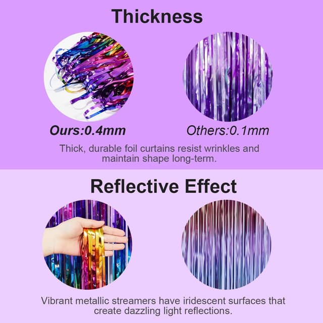 Detalle de PVEGOS 4-pack Rainbow Glitter Tinsel Foil Fringe Curtains (3.3 x 8.3 ft each)