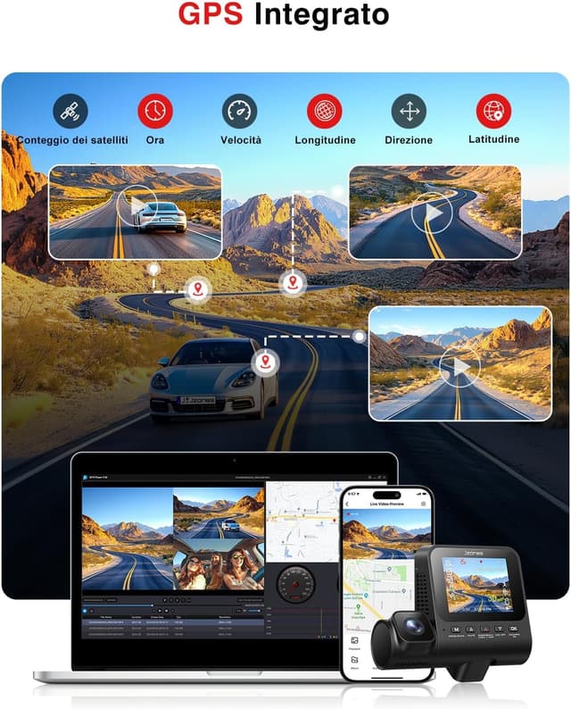 Thumbnail 4 de Jzones 3 Canale Dashcam 4K