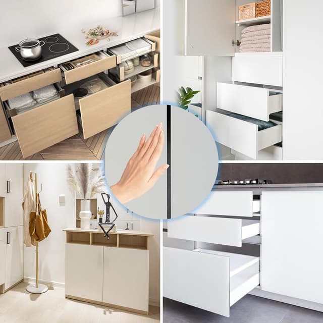 Detalle 2 de Jiayi Apertura a pressione Push to Open con chiusura magnetica, 2 pezzi Push Pull per ante (alluminio, installazione adesiva)