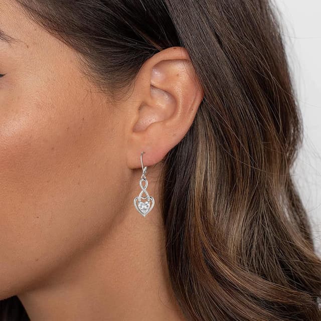 Detalle de J.MUEN Ohrringe Infinity mit Herz, Silber 925 – lange hängende Schmuck-Ohrringe als Geschenk