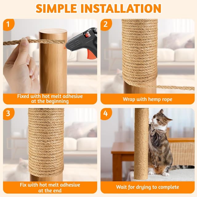 Detalle de 100 m Sisalseil für Kratzbaum (6 mm / 8 mm), Natur Sisal & Juteseil – Ersatzkordel