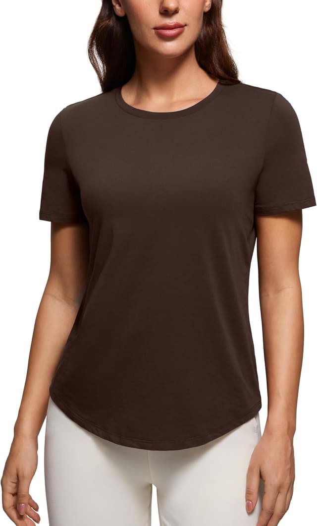 Detalle 2 de CRZ YOGA camicia a maniche corte in cotone Pima da donna con vestibilità ampia