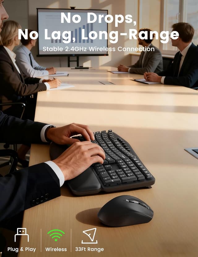 Thumbnail 6 de Sablute Ergonomic Wireless Keyboard and Mouse Combo 30dB ⌨