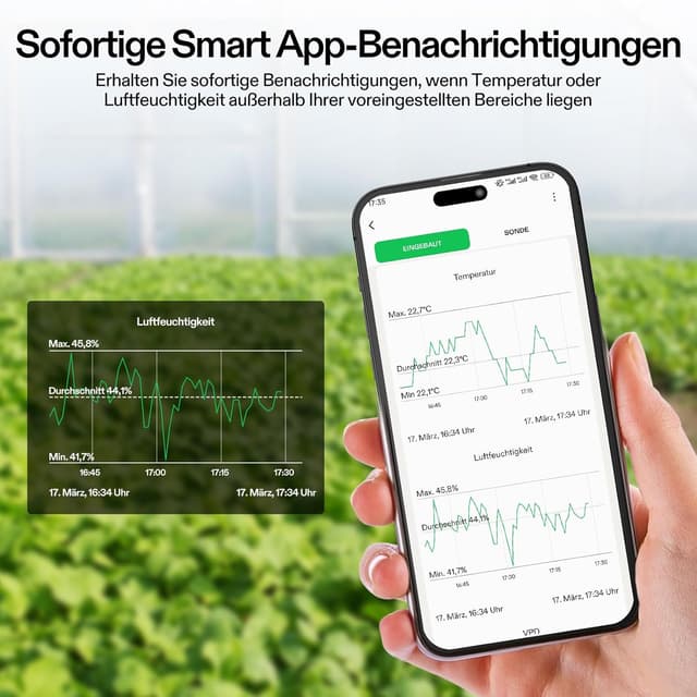 Thumbnail 3 de VIVOSUN AeroLab THB1S Hygrometer Bluetooth 2 Jahre Speicher đź“·