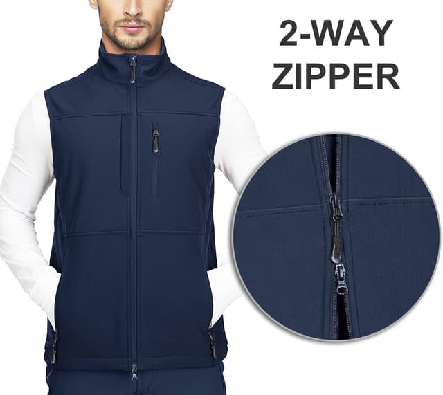 Detalle 2 de 33,000ft Men’s Softshell Gilet Activewear Vest – Windproof, Fleece Lined, Waterproof Breathable