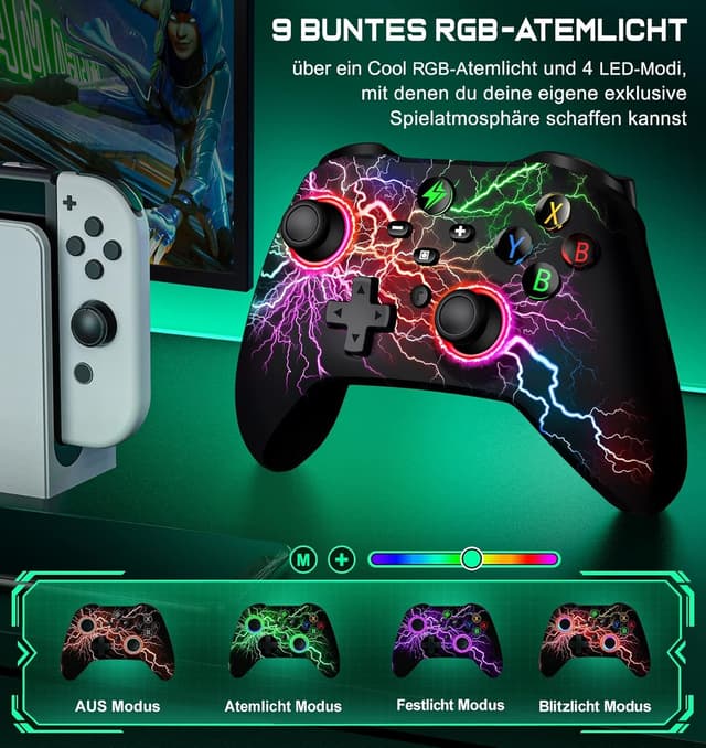 Detalle de GAMSINGY Switch Wireless Controller mit Motion-Steuerung, Dual-Motor-Vibration und Turbo/Makros