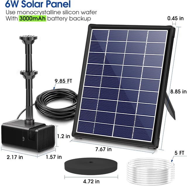 Thumbnail 1 de Biling 6W Solar Water Pump 3000mAh backup 🌊