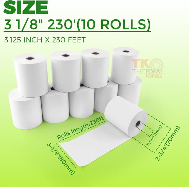 Detalle 2 de TK Thermal King 3 1/8" x 230' Receipt Rolls