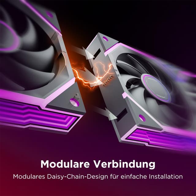 Detalle 2 de AsiaHorse NyotaUltra ARGB PC-Lüfter 120 mm (3er-Set) mit Daisy Chain & Infinity Mirror – Vorwärts (Auspuff)