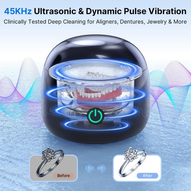 Thumbnail 2 de ITSHINY Pulitore ultrasuoni 45 kHz, 200 ml per denti e gioielli