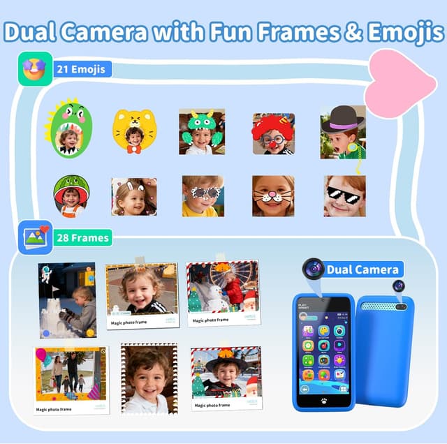 Detalle 2 de MOMILLA Kids Smart Phone with 3.97” Screen, Dual Camera Stickers & 16 GB Storage (Age 3–10)