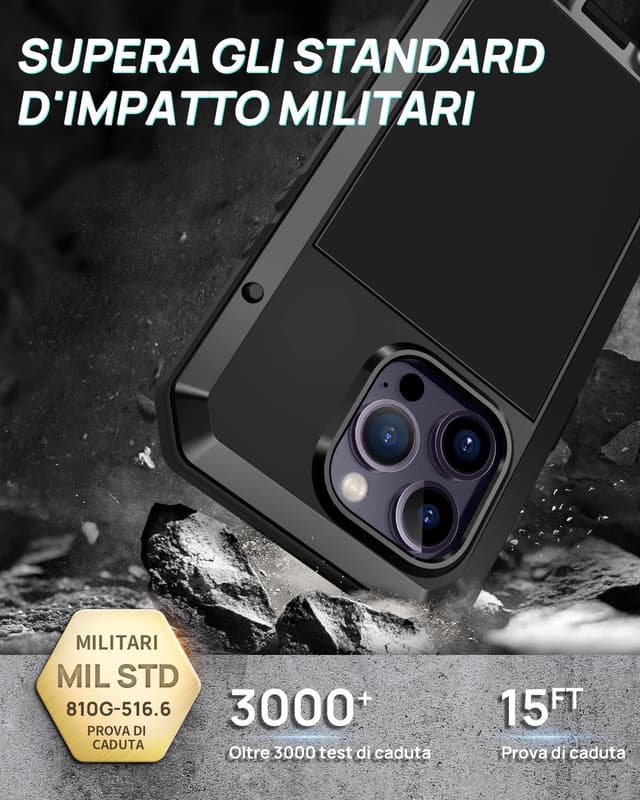 Detalle de Focusor Cover iPhone 14 Pro Max antiurto con protezione schermo full body 360° rugged