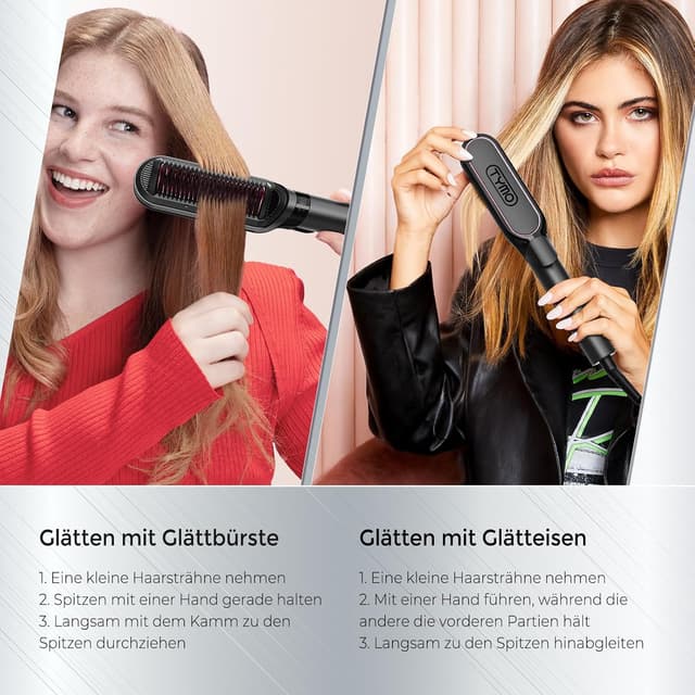 Thumbnail 6 de TYMO Haarglätterbürste FLIPRO 2-in-1: Glätten & Locken mit Ionen-/Keratin-Glättbürste