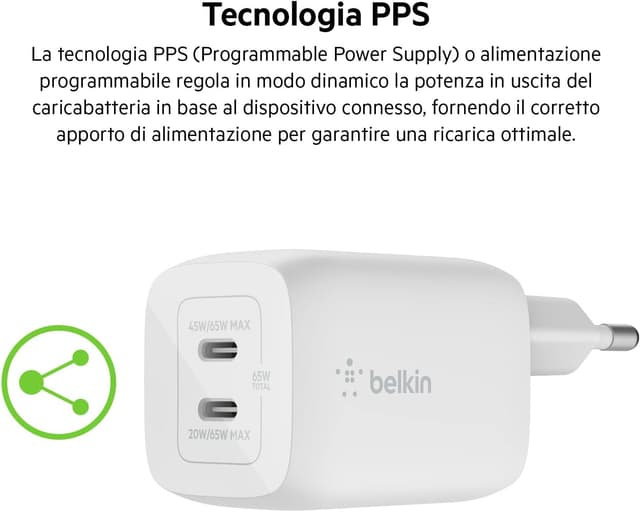 Thumbnail 5 de Belkin Doppio caricabatteria USB-C 65W