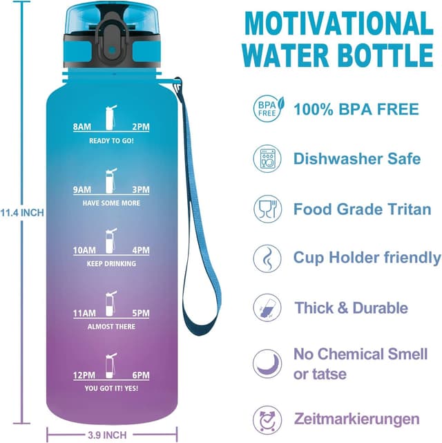 Detalle 2 de Vikaster Borraccia 1500ML ☀️ Con Cannuccia, Riutilizzabile