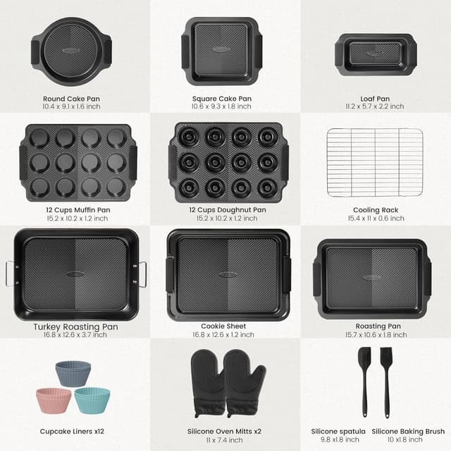 Detalle de Kikcoin 25 PCS non-stick baking pans set