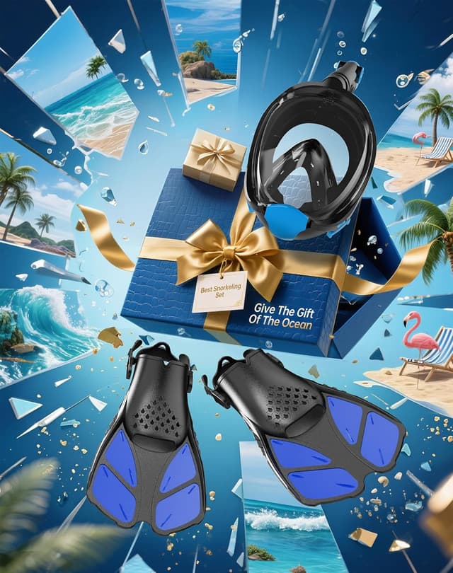 Thumbnail 6 de Viginsul Mask Fins Snorkeling Gear Set for Adults with Full Face Snorkel Mask, Dry Top and Adjustable Swim Fins