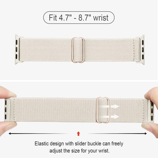 Detalle de CCnutri 4 Pack Stretchy Nylon Strap for Apple Watch (38–42mm, Series 11–1/SE/Ultra models)