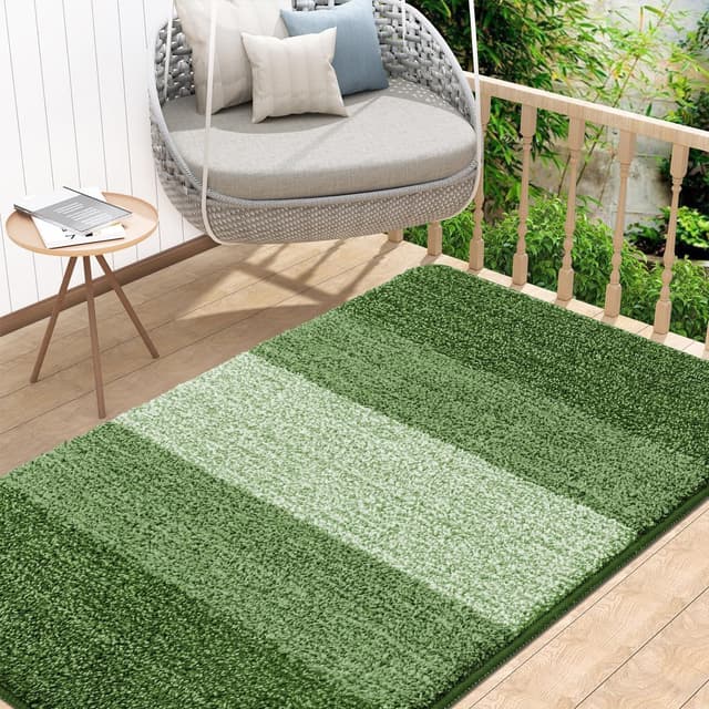 Detalle de Homaxy Indoor Door Mats (80 x 120 cm, Green) – Machine Washable Non-Slip Dirt Trapper Entrance Rug