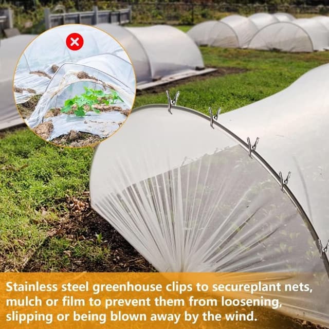 Detalle 2 de 40-Pack Stainless Steel Greenhouse Netting Clips (5cm) – Garden Clamp Pegs for Plant Nets, Film & Washing Line