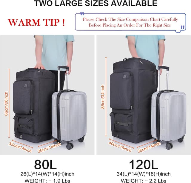 Detalle 2 de YOUNGOA Faltbare Reisetasche 120L Sporttasche