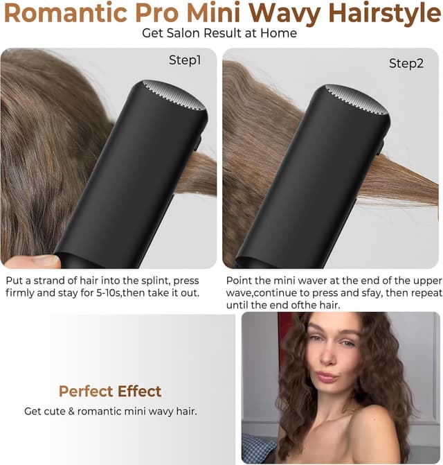 Thumbnail 6 de UKLISS Pro Mini fer à onduler (écran LCD 120-210 °C) pour débutants, avec gants et sac de rangement