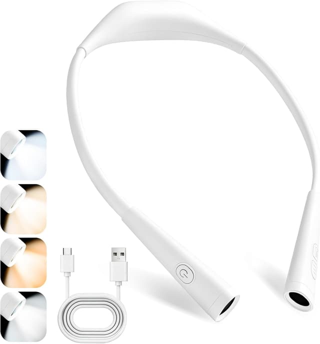 Detalle de TINYOUTH White Neck Lamp for Reading (1000mAh USB rechargeable, 4 modes, stepless dimming)