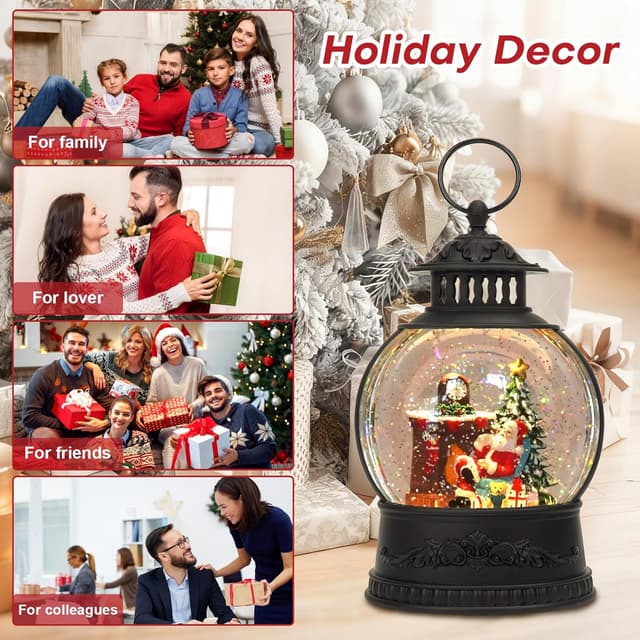 Thumbnail 6 de Christmas Snow Globe Water Lantern with Timer and Music
