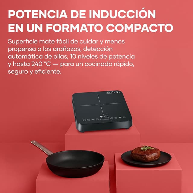 Detalle de Severin KP 1026 : plaque de cuisson à induction 2 000 W vitrocéramique, thermostat jusqu’à 240°C